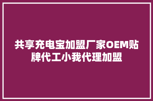 共享充电宝加盟厂家OEM贴牌代工小我代理加盟