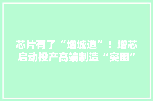 芯片有了“增城造”！增芯启动投产高端制造“突围”