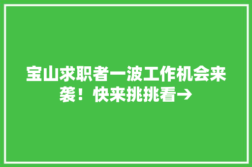 宝山求职者一波工作机会来袭！快来挑挑看→
