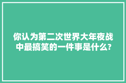 你认为第二次世界大年夜战中最搞笑的一件事是什么?