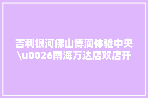吉利银河佛山博润体验中央\u0026南海万达店双店开业圆满落幕