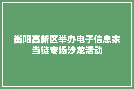 衡阳高新区举办电子信息家当链专场沙龙活动