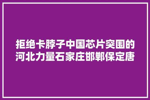 拒绝卡脖子中国芯片突围的河北力量石家庄邯郸保定唐山在努力
