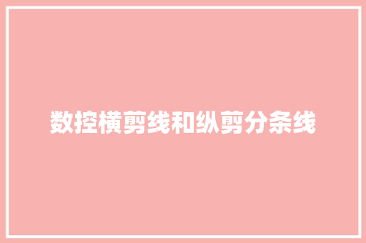 数控横剪线和纵剪分条线