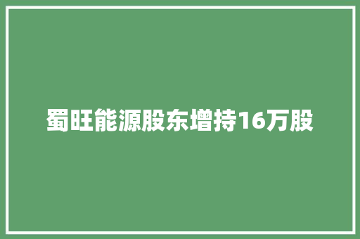 蜀旺能源股东增持16万股