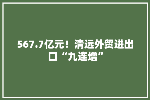 567.7亿元！清远外贸进出口“九连增”