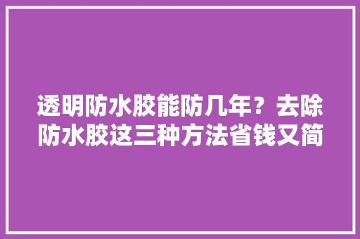 透明防水胶能防几年？去除防水胶这三种方法省钱又简单