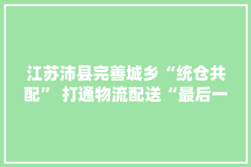 江苏沛县完善城乡“统仓共配” 打通物流配送“最后一公里”
