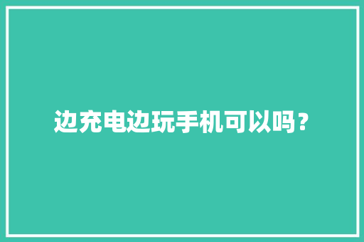 边充电边玩手机可以吗？