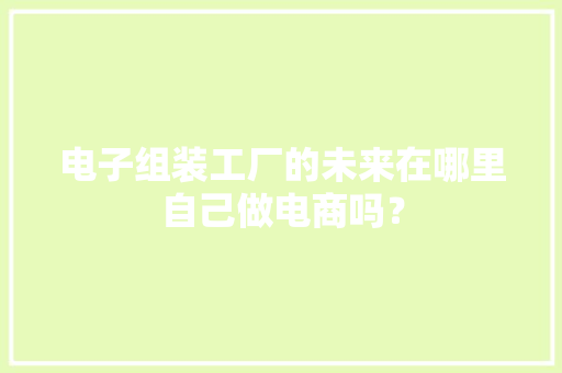 电子组装工厂的未来在哪里自己做电商吗？ 电子组装工厂的未来在哪里自己做电商吗？ 互联通信