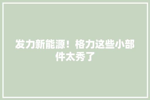 发力新能源！格力这些小部件太秀了