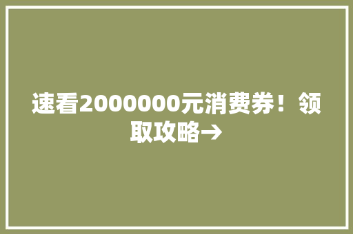 速看2000000元消费券！领取攻略→