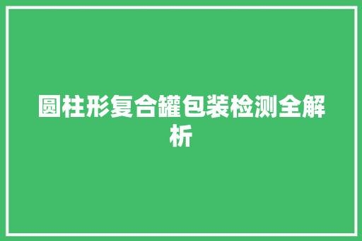 圆柱形复合罐包装检测全解析