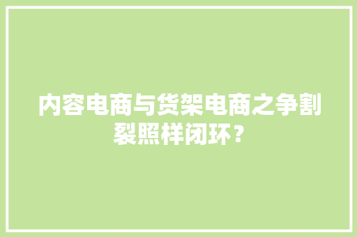 内容电商与货架电商之争割裂照样闭环？