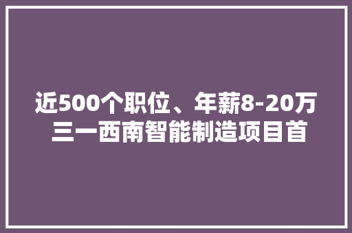 近500个职位、年薪8-20万 三一西南智能制造项目首次在渝招聘技能人才