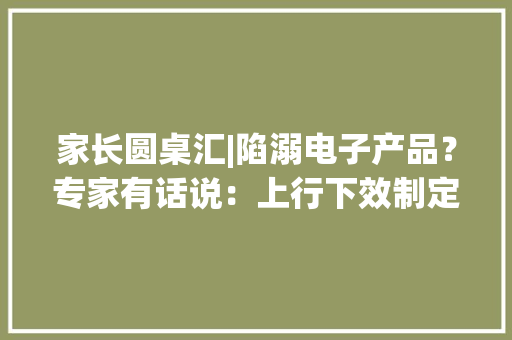 家长圆桌汇|陷溺电子产品？专家有话说：上行下效制定筹划