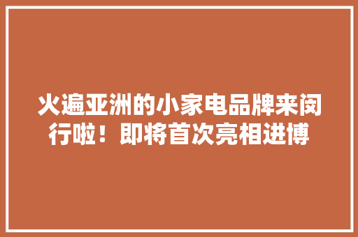 火遍亚洲的小家电品牌来闵行啦！即将首次亮相进博