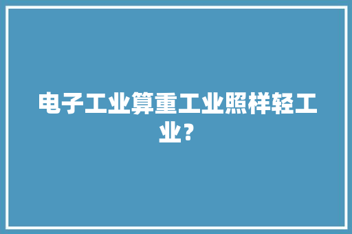 电子工业算重工业照样轻工业？