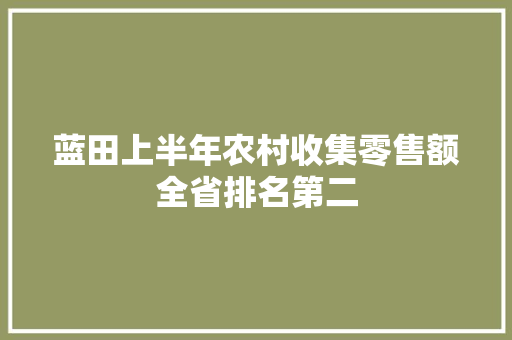 蓝田上半年农村收集零售额全省排名第二