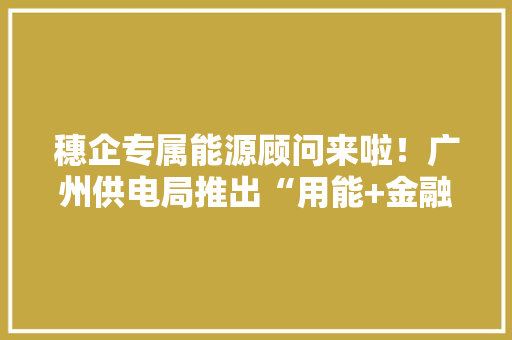 穗企专属能源顾问来啦！广州供电局推出“用能+金融+数据”综合做事新模式