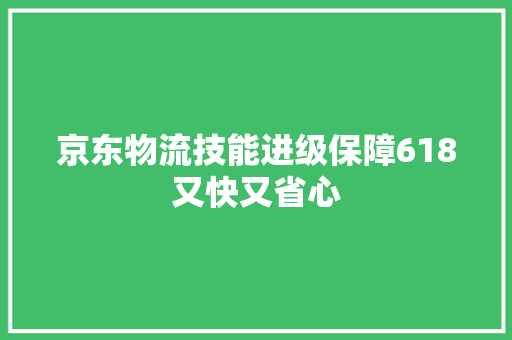 京东物流技能进级保障618又快又省心 京东物流技能进级保障618又快又省心 智能科技
