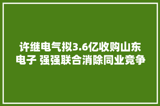 许继电气拟3.6亿收购山东电子 强强联合消除同业竞争 许继电气拟3.6亿收购山东电子 强强联合消除同业竞争 互联通信
