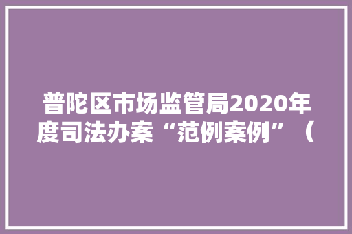 普陀区市场监管局2020年度司法办案“范例案例”（下） 普陀区市场监管局2020年度司法办案“范例案例”（下） 人工智能