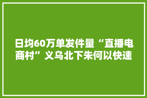 日均60万单发件量“直播电商村”义乌北下朱何以快速走红 日均60万单发件量“直播电商村”义乌北下朱何以快速走红 人工智能