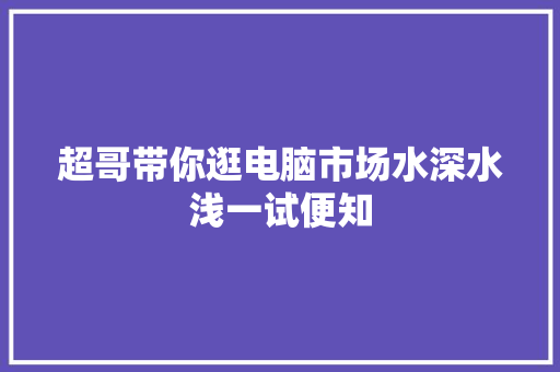 超哥带你逛电脑市场水深水浅一试便知