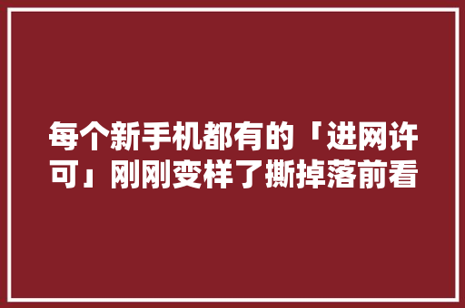 每个新手机都有的「进网许可」刚刚变样了撕掉落前看看它有什么用 每个新手机都有的「进网许可」刚刚变样了撕掉落前看看它有什么用 互联通信