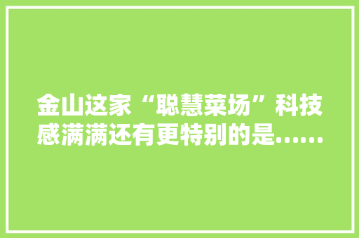 金山这家“聪慧菜场”科技感满满还有更特别的是……｜主题教诲 金山这家“聪慧菜场”科技感满满还有更特别的是……｜主题教诲 智能家居