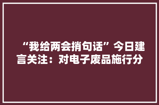 “我给两会捎句话”今日建言关注：对电子废品施行分类收受接收
