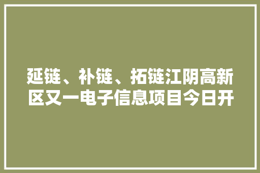 延链、补链、拓链江阴高新区又一电子信息项目今日开工