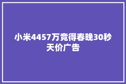 小米4457万竞得春晚30秒天价广告