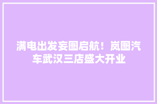 满电出发妄图启航！岚图汽车武汉三店盛大开业