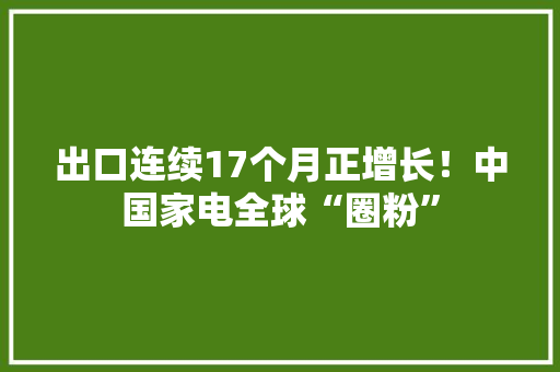 出口连续17个月正增长！中国家电全球“圈粉”