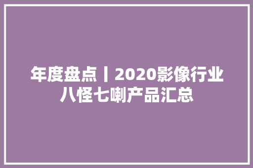 年度盘点丨2020影像行业八怪七喇产品汇总