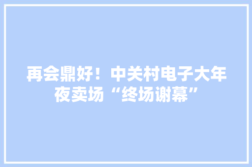 再会鼎好！中关村电子大年夜卖场“终场谢幕”