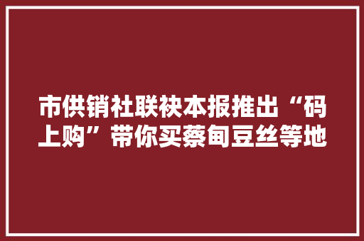 市供销社联袂本报推出“码上购”带你买蔡甸豆丝等地道土货