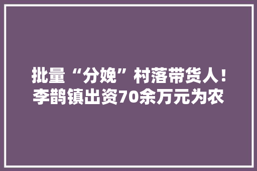 批量“分娩”村落带货人！李鹊镇出资70余万元为农民“赋能”