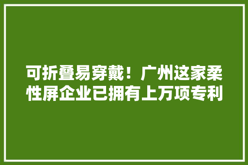 可折叠易穿戴！广州这家柔性屏企业已拥有上万项专利