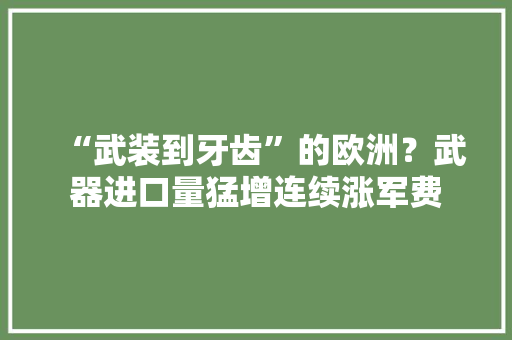 “武装到牙齿”的欧洲？武器进口量猛增连续涨军费