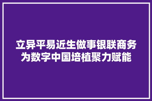 立异平易近生做事银联商务为数字中国培植聚力赋能