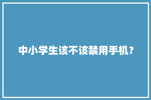 中小学生该不该禁用手机？