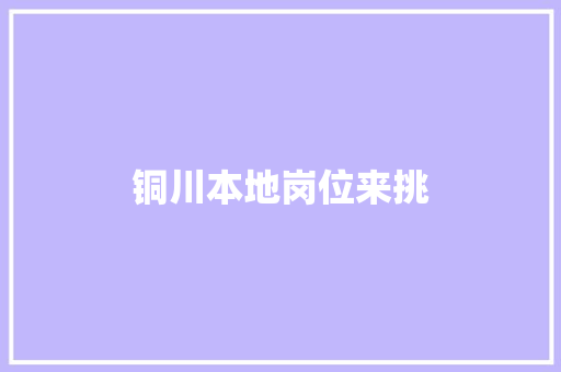 铜川本地岗位来挑
