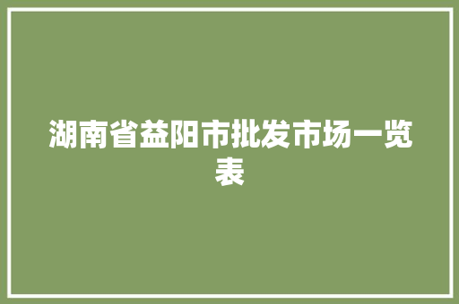 湖南省益阳市批发市场一览表