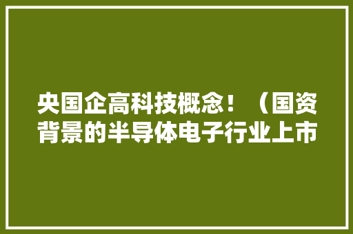 央国企高科技概念！（国资背景的半导体电子行业上市公司名单）
