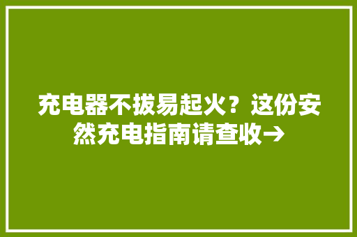 充电器不拔易起火？这份安然充电指南请查收→ 充电器不拔易起火？这份安然充电指南请查收→ 智能科技