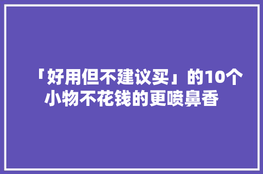「好用但不建议买」的10个小物不花钱的更喷鼻香