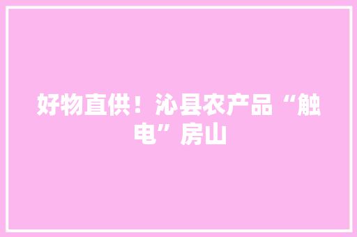 好物直供！沁县农产品“触电”房山